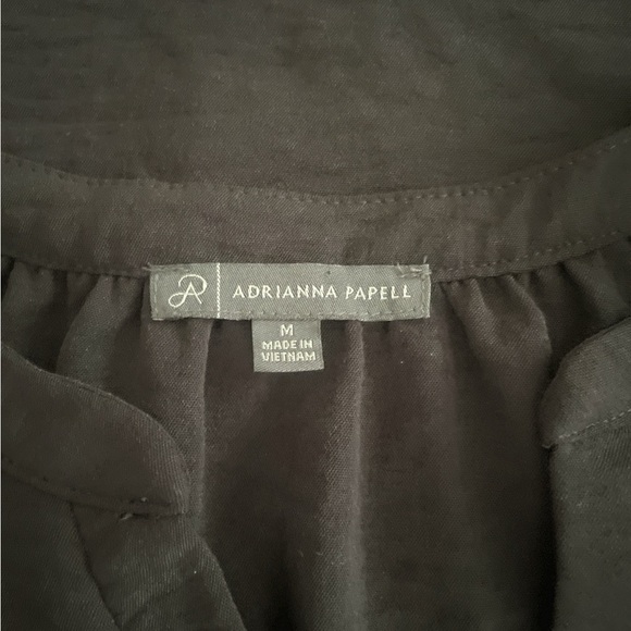 Adrianna Papell Black Ruffle Sleeve Popover V-Neck Blouse | Elegant Short Sleeve - Picture 3 of 5